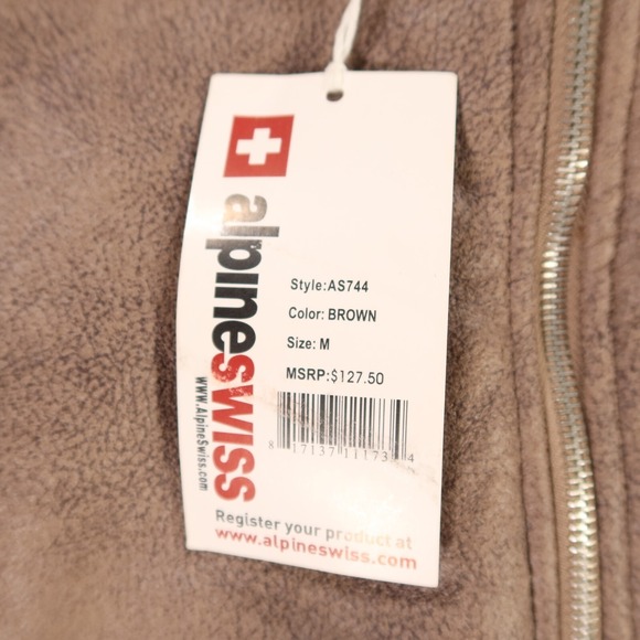 Alpine Swiss Brown Bomber Jacket - Picture 5 of 16
